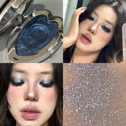 Gloss Metallic Eyeshadow Palette Punk Smoky Green Blue Eyeshadow Mashed Potato Waterproof Shimmer Lying Silkworm