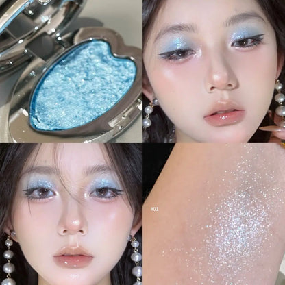 Gloss Metallic Eyeshadow Palette Punk Smoky Green Blue Eyeshadow Mashed Potato Waterproof Shimmer Lying Silkworm