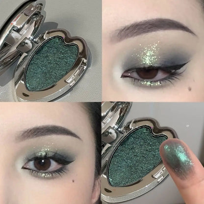 Gloss Metallic Eyeshadow Palette Punk Smoky Green Blue Eyeshadow Mashed Potato Waterproof Shimmer Lying Silkworm